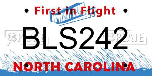 BLS242 North Carolina License Plate