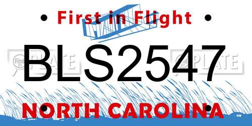BLS2547 North Carolina License Plate