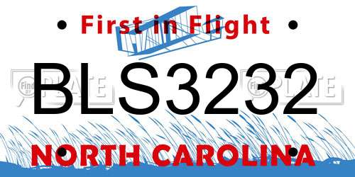 BLS3232 North Carolina License Plate