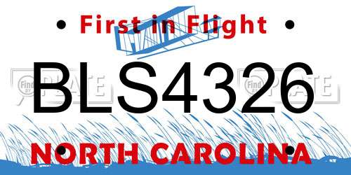 BLS4326 North Carolina License Plate