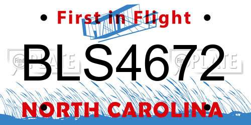BLS4672 North Carolina License Plate