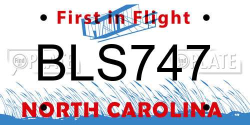 BLS747 North Carolina License Plate