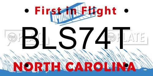 BLS74T North Carolina License Plate