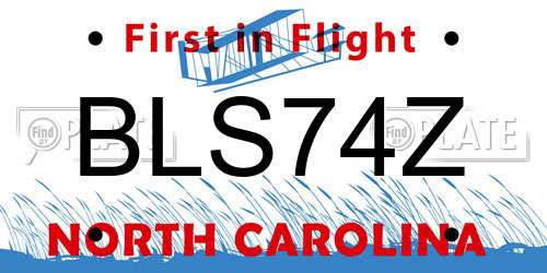 BLS74Z North Carolina License Plate