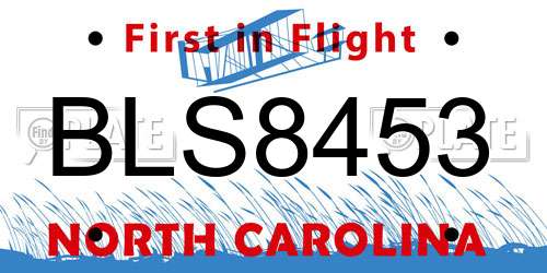 BLS8453 North Carolina License Plate