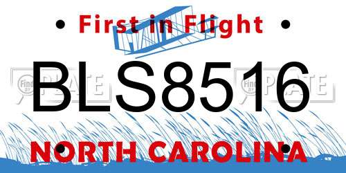 BLS8516 North Carolina License Plate
