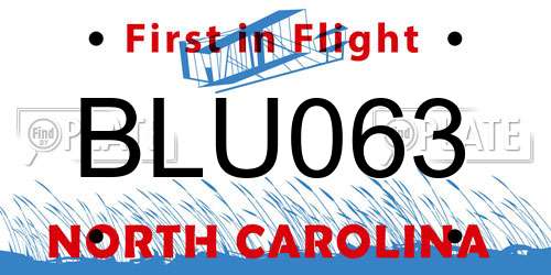BLU063 North Carolina License Plate