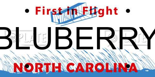 BLUBERRY North Carolina License Plate