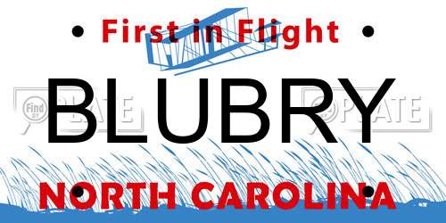 BLUBRY North Carolina License Plate