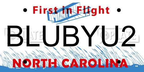 BLUBYU2 North Carolina License Plate