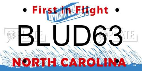 BLUD63 North Carolina License Plate