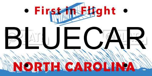BLUECAR North Carolina License Plate