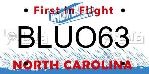 BLUO63 North Carolina License Plate