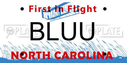 BLUU North Carolina License Plate
