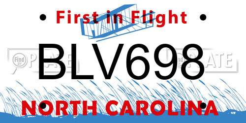 BLV698 North Carolina License Plate