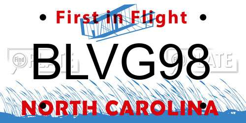 BLVG98 North Carolina License Plate