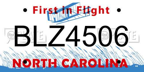 BLZ4506 North Carolina License Plate