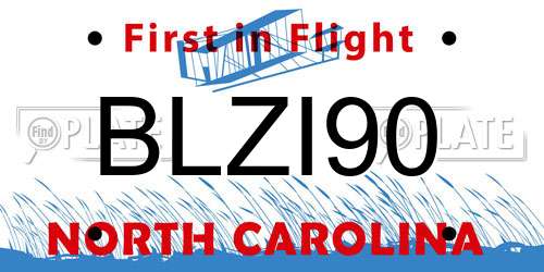 BLZI90 North Carolina License Plate