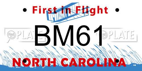 BM61 North Carolina License Plate