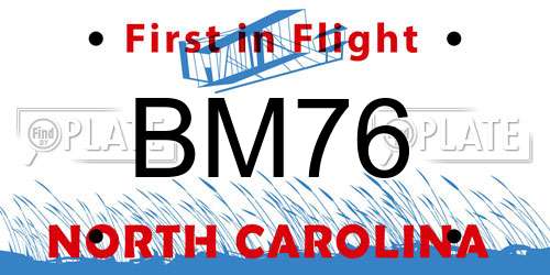 BM76 North Carolina License Plate