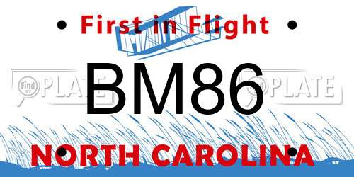 BM86 North Carolina License Plate