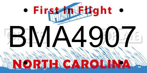 BMA4907 North Carolina License Plate