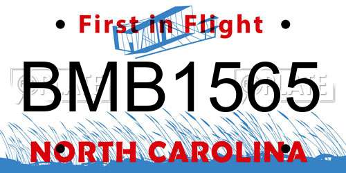 BMB1565 North Carolina License Plate