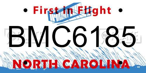 BMC6185 North Carolina License Plate