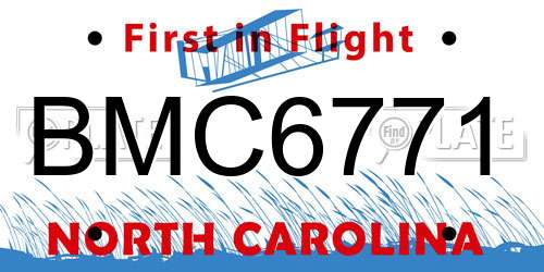 BMC6771 North Carolina License Plate