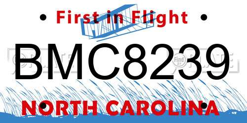 BMC8239 North Carolina License Plate