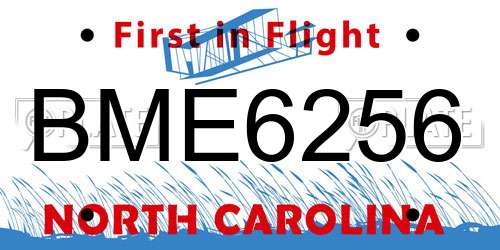 BME6256 North Carolina License Plate