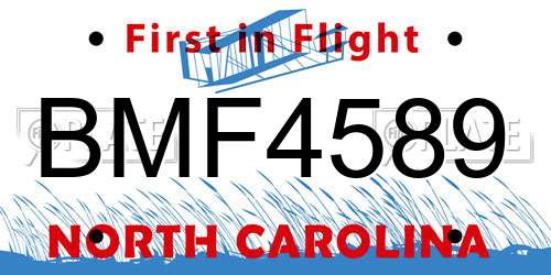 BMF4589 North Carolina License Plate