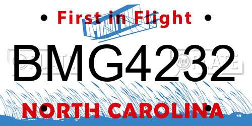 BMG4232 North Carolina License Plate