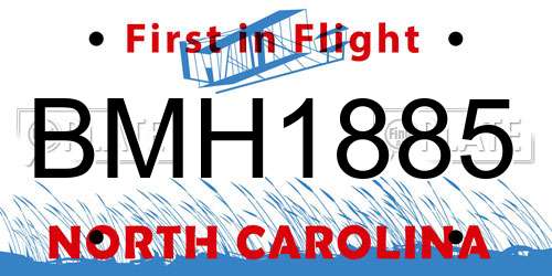 BMH1885 North Carolina License Plate