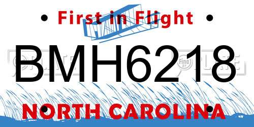 BMH6218 North Carolina License Plate