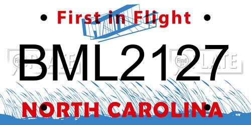 BML2127 North Carolina License Plate