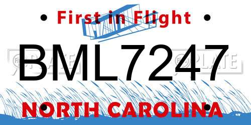 BML7247 North Carolina License Plate