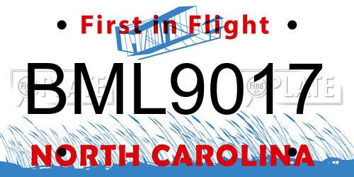 BML9017 North Carolina License Plate
