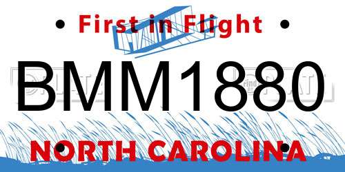 BMM1880 North Carolina License Plate
