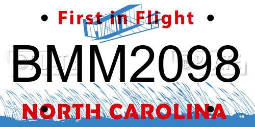 BMM2098 North Carolina License Plate