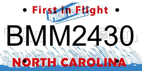 BMM2430 North Carolina License Plate