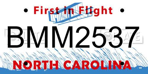BMM2537 North Carolina License Plate