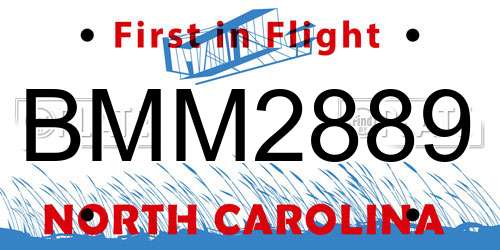 BMM2889 North Carolina License Plate