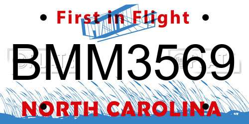 BMM3569 North Carolina License Plate