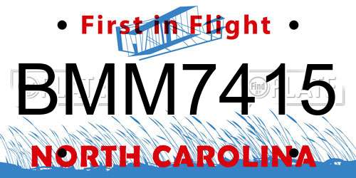 BMM7415 North Carolina License Plate