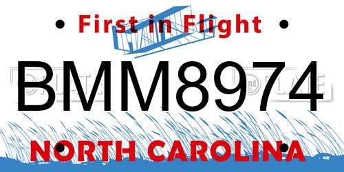 BMM8974 North Carolina License Plate