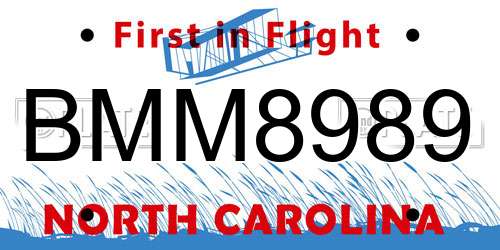 BMM8989 North Carolina License Plate