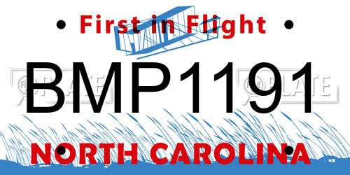 BMP1191 North Carolina License Plate