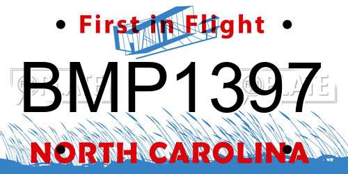 BMP1397 North Carolina License Plate