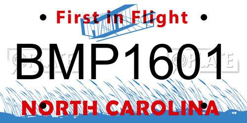 BMP1601 North Carolina License Plate